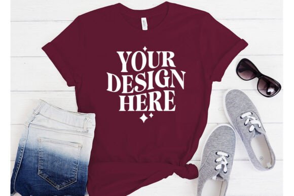 Bella Canvas 3001 Maroon Mockup: Graphics for Product Mockups