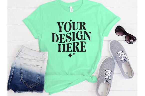 Bella Canvas 3001 Mint Mockup: Graphics for Product Mockups