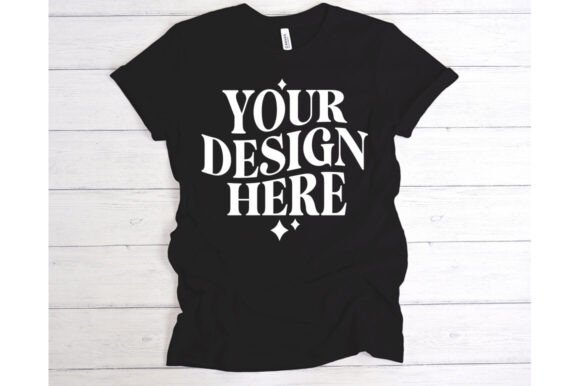 Bella Canvas Solid Black T-shirt Mockup: Graphics for Product Mockups