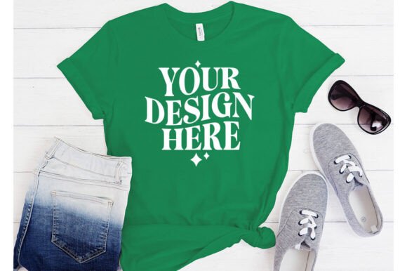 Bella Canvas3001 Kelly Mockup: Graphics & Product Mockups