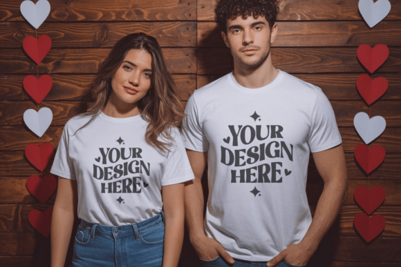 Couple Valentine's Day T-shirt Mockup 16: Graphics & Product Mockups