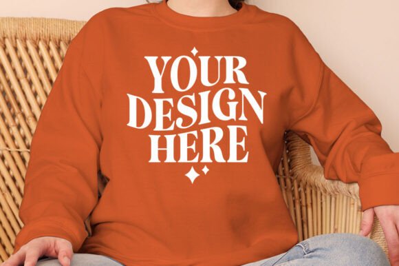 Gildan 18000 Orange Mockup: Graphics for Product Mockups
