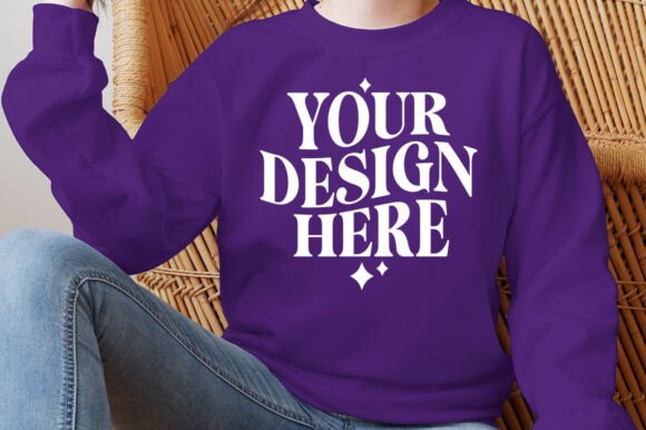 Gildan 18000 Purple Mockup: Graphics & Product Mockups