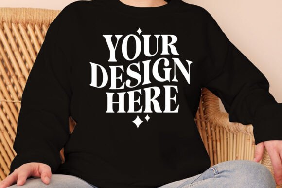 Gildan 18000 Sweatshirt Black Mockup: Graphics for Product Mockups