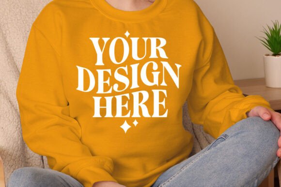 Gildan 18000 Sweatshirt Gold Mockup: Premium Graphics