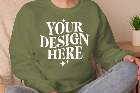 Gildan 18000 Sweatshirt Kiwi Mockup: Graphics & Product Mockups