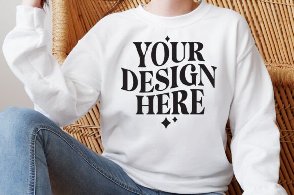 Gildan 18000 Sweatshirt White Mockup: Graphics & Product Mockups