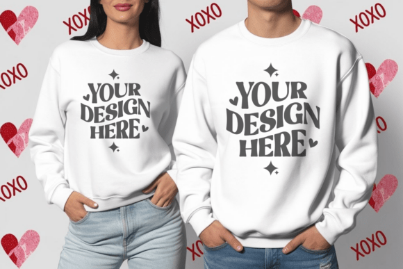 Gildan Valentine Couple Mockup: Graphics & Product Mockups