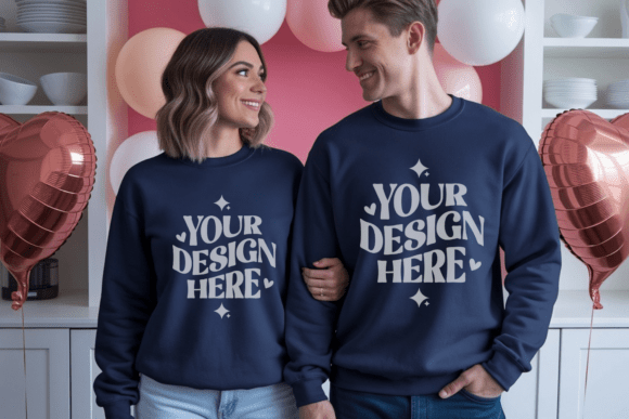 Valentine Couple Sweatshirt Mockup 4: Graphics & Product Mockups