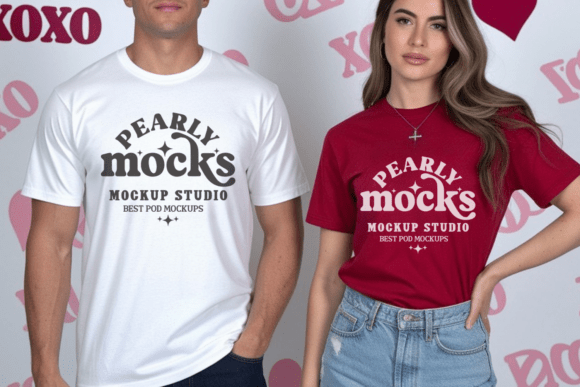 Valentine's Couple T-shirt Mockup: Graphics & Product Mockups